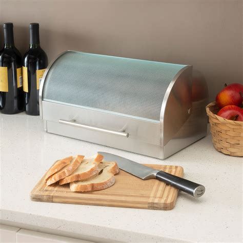 stainless steel bread box sur la table|Decorative Bread Boxes .